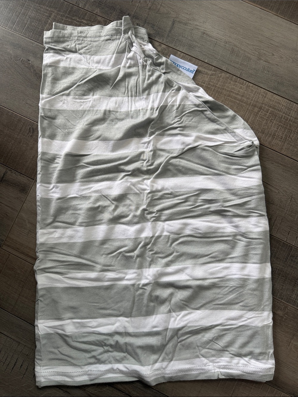 Canopy Couture Grey & White Stripe Infant Car Seat Cover (stock photo) - Picture 3 of 3